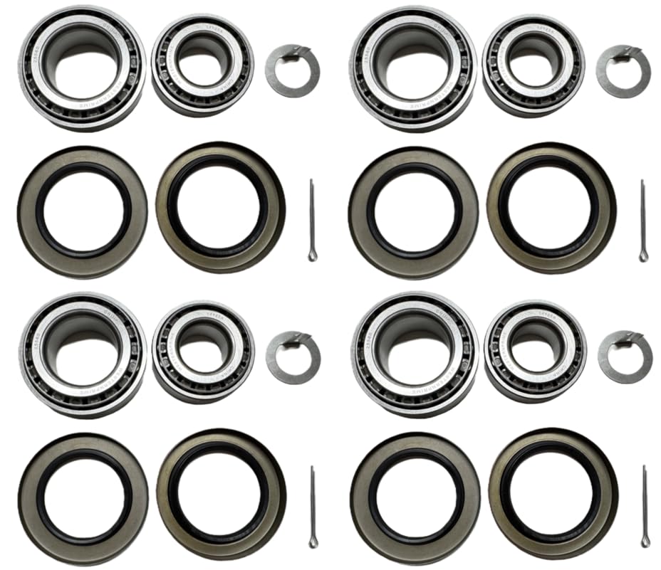 (Set of 4) WESTERNPRIME Trailer Hub Wheel Bearing Kit 25580 14125A Double Lip Grease Seals 10-36 2.250'' I.D. and 10-10 2.125'' I.D. for 7000 lb. Tandem Axles