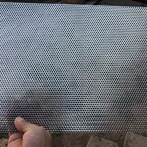 19 Gauge Perforated Metal Sheets 23.6"x11.8" Expanded Metal Mesh Opening 32% Hole 3mm 0.12"(About 1/8") Perforated Stainless Steel Sheet 304 Stainless Steel Mesh Screen Panel Decorati Plate - size: 23.6" X 11.8"
