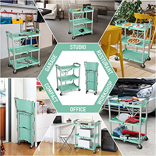 Olympia Tools 89-349 Pack-N-Roll Folding Collapsible Service Cart, 150LB Capacity, Teal - color: Teal, size: 150LB