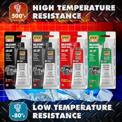 RTV Silicone Gasket Maker, High Temp Silicone Sealant for Automotive, Anti-Freeze RTV Resist Oil for Bonding Internal Combustion, Steam Turbines, Engines, Gearboxes, Pumps, Black - style: Black