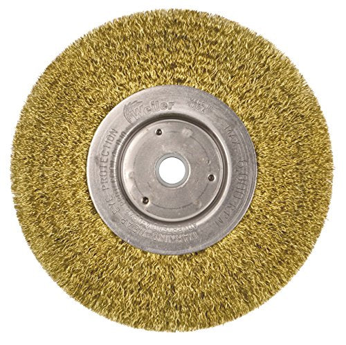 Weiler 01475 6" Narrow Face Crimped Wire Wheel, .0118" Brass Fill, 5/8"-1/2" Arbor Hole, Made in The USA (Pack of 2) - size: 0.0118" Wire Size