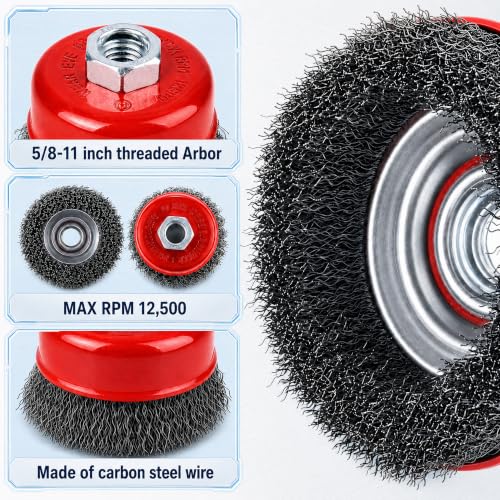 PONO 8 PCS Wire Wheel for Angle Grinder, 3'' Grinder Wire Cup Brush Set