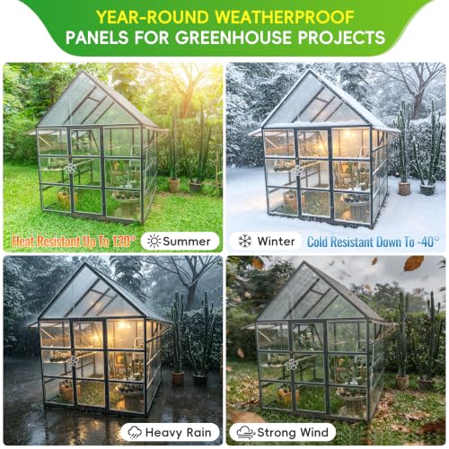 RITOLLO 14 Pack 6'FT x 2'FT x 0.24" in Polycarbonate Sheet for Greenhouse - size: 6'FT x 2'FT x 0.24" in