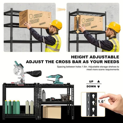 5-Tier Adjustable Heavy Duty Metal Garage Shelving, 2000 LBS Load Capacity Utility Storage Rack, 60 x 28 x 12 Inch Organizer for Basement, Warehouse, Kitchen, Pantry