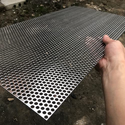 19 Gauge 23.6"x11.8" Perforated Metal Sheets Expanded Metal Mesh Opening 35% Hole 5mm 0.2"(About 1/5") Perforated Stainless Steel Sheet 304 Stainless Steel Mesh Screen Panel Decorati Plate - size: 23.6" X 11.8"