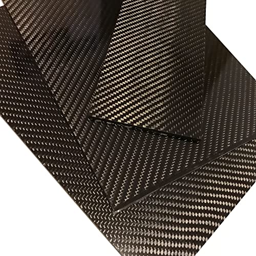 – 300mm x 200mm x 3mm – 100% - Pure Carbon Fiber Laminate Plate Panel – Black - 3K Plain Weave - Glossy Surface – for CNC Machining, Drones, Radio Control Cars, Boats – Nano tech Material - size: 3 - Plates