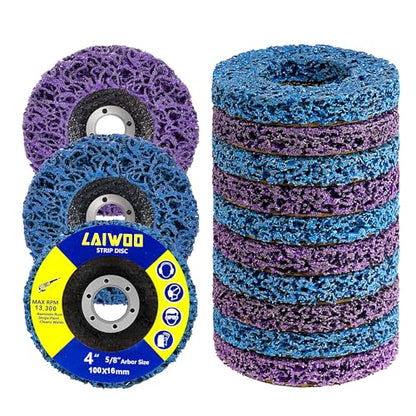 10 Pack Strip Disc Wheels Angle Grinder Paint Removal 4" x 5/8" Purple Blue - style: 4'' x 5/8''-Purple+Blue