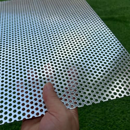 Aluminum Perforated Metal Sheets 16"x12" 16 Gauge Expanded Metal Mesh Aluminum Opening 1/5" 0.2 inch (About 5 mm) Perforated Steel Sheet Aluminum Mesh Screen Decorative Metal Mesh - size: 16" X 12"