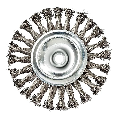 Mercer Industries 186520 - 4" x 1/2" x 5/8"-11 Knot Wire Wheel,.020 Stainless Steel Wire (with metric adapters) - color: .020 Stainless Steel (With Metric Adapters), size: 4" x 1/2" x 5/8"-11, style: Knot Wire Wheel