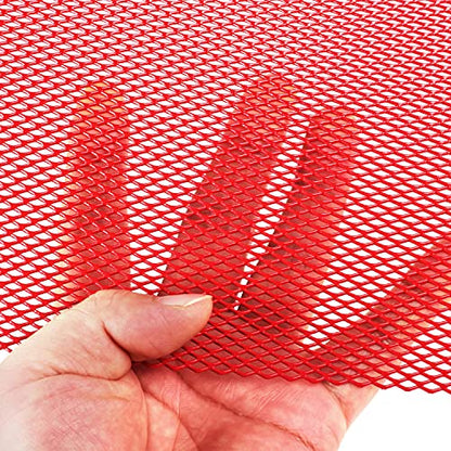 AggAuto Universal 40"x13" Car Grill Mesh 3x6mm Rhombic Hole Red - size: 3x6mm Rhombus - Red