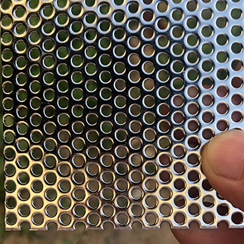 19 Gauge Perforated Metal Sheets 7.8"x3.9" Expanded Metal Mesh Opening 32% Hole 3mm 0.12"(About 1/8") Perforated Stainless Steel Sheet 304 Stainless Steel Mesh Screen Panel Decorati Plate - size: 7.8" X 3.9"