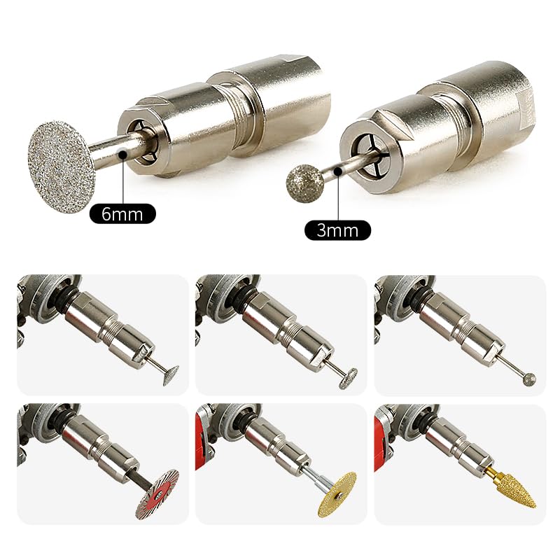 LOZLIN Angle Grinder Modified Adapter 5/8-11 Thread Straight Grinder Chuck Converter Heavy Duty Power Tool Accessory for Grinding Polishing Metalworking, 3/6mm-Silver