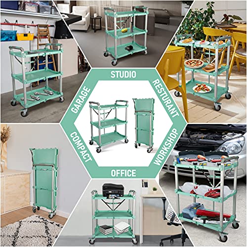 Olympia Tools 89-353 Pack N Roll Collapsible Service Cart, XL, 300LB Capacity, Teal - color: Teal, size: 300LB