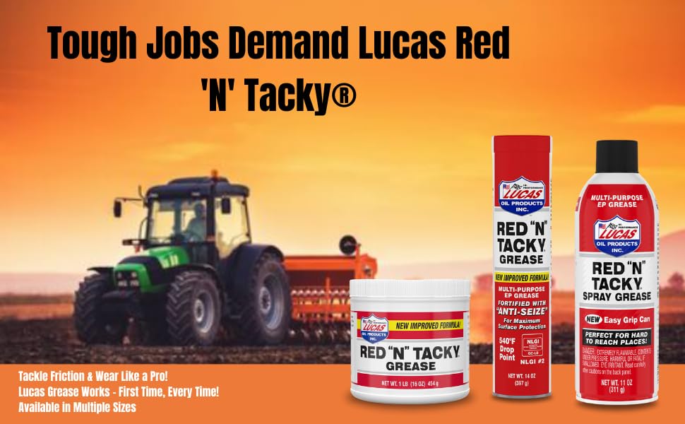 Lucas Red N Tacky | Red Grease | Heavy Duty Multi-Purpose | 2 Pack