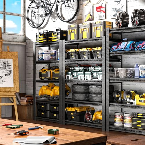 78" H Garage Shelves, Garage Shelving Heavy Duty, 3000Lbs 5 Tier Adjustable Garage Storage Shelves Suitable for Warehouse, Basement, Workshop,Require Assembly, 18" D*48" W *78" H(Black) - size: 17.99"D*47.24"W*77.95"H