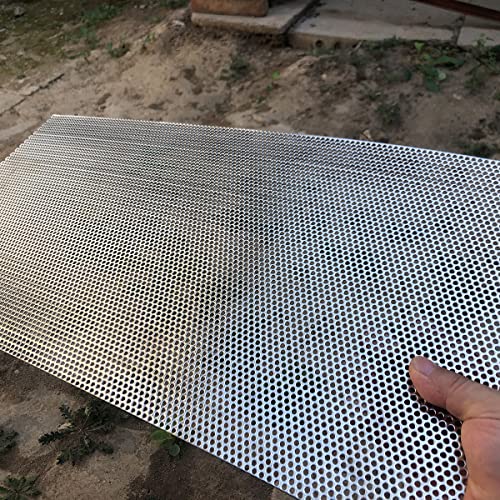 19 Gauge Perforated Metal Sheets 23.6"x11.8" Expanded Metal Mesh Opening 32% Hole 3mm 0.12"(About 1/8") Perforated Stainless Steel Sheet 304 Stainless Steel Mesh Screen Panel Decorati Plate - size: 23.6" X 11.8"