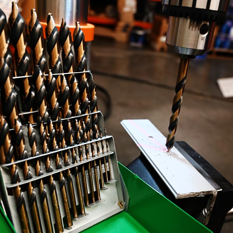 Steel Vision Hyper-Step HSS Cobalt, No Pilot Hole Needed, (1/8"" - 1/2") 13 pc TurboStep HSS Mechanics Stubby Drill Bit Set, Industrial-Grade, Metal Drilling for Stainless/Hardened Steel - style: 13 pc