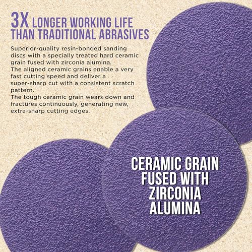 Dura-Gold Premium 80 Grit 3" Purple Film Ceramic Sanding Discs, Box of 30 - style: 80 Grit