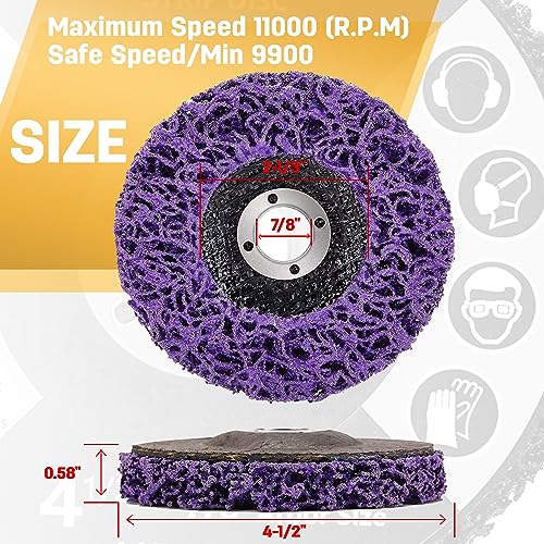 10 Pack Strip Disc Wheel for Angle Grinder Paint Rust Removal 4-1/2" x 7/8" - style: 4-1/2'' x 7/8''-Purple
