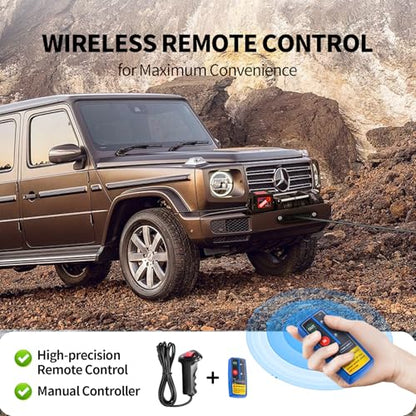CXRCY 12V Electric Winch, 20000LB, Synthetic Rope - style: 20000LBS for truck SUV