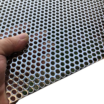 19 Gauge 23.6"x11.8" Perforated Metal Sheets Expanded Metal Mesh Opening 35% Hole 5mm 0.2"(About 1/5") Perforated Stainless Steel Sheet 304 Stainless Steel Mesh Screen Panel Decorati Plate - size: 23.6" X 11.8"
