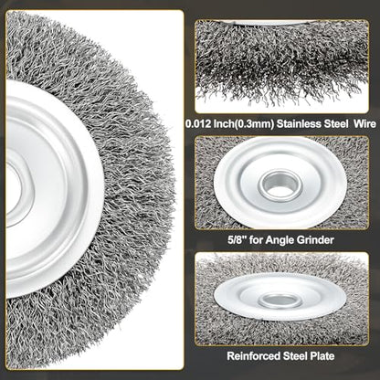 DTGN 5 Inch Wire Wheel Brush for Grinder, 5/8" Arbor - size: 5 inch(5/8" Arbor)