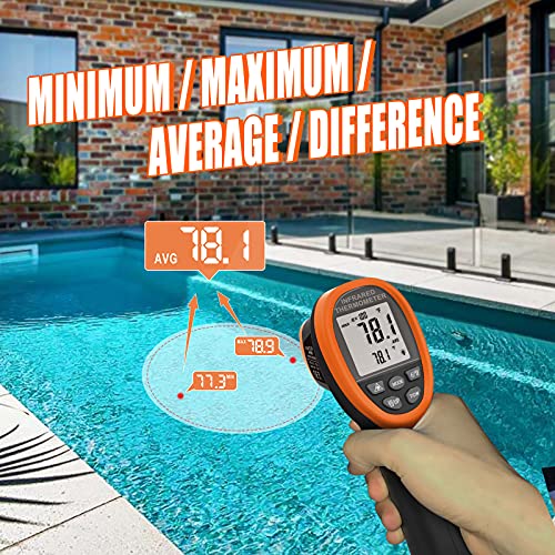 BTMETER BT-1500 Pyrometer 30:1 Industrial Laser Thermometer Gun, -58℉ to 2732℉ Non Contact High Temp Infrared Thermometer Digital IR Temperature Gauge Orange(NOT for Human Temp Test) - color: Orange
