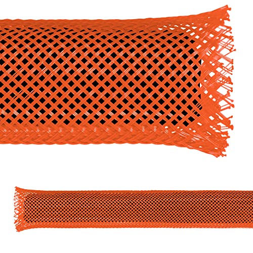 Electriduct 1/8" PET Expandable Braid Sleeving Flame Retardant Flexible Wire Mesh for Cord Management and Cable Protection - 25 Feet - Orange - color: Orange, size: 0.125 Inch - 25 Feet