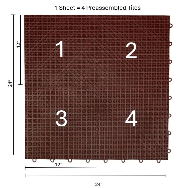 SnapLock DuraGrid 12"x12" Interlocking Deck Tiles, 40 Pack, Brick Red - color: Brick Red, size: 40 Pack