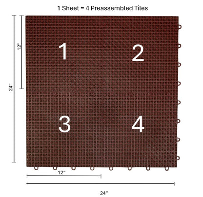 SnapLock DuraGrid 12"x12" Interlocking Deck Tiles, 40 Pack, Brick Red - color: Brick Red, size: 40 Pack