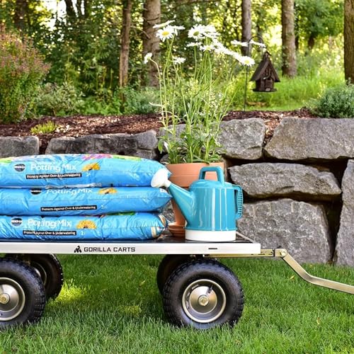 Gorilla Carts Steel Utility Garden Cart, 1000 lb. Capacity, Gray - color: Gray