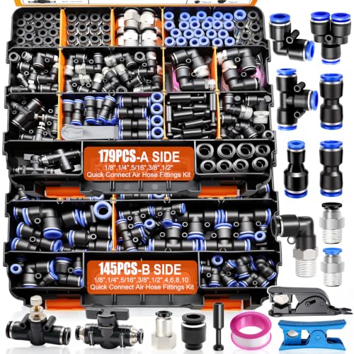 mankk 324PCS Quick Connect Air Hose Fitting Assortment Kit - color: 324PCS
