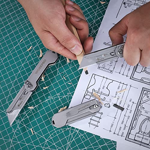 WORKPRO 3-Pack Folding Utility Knife - color: Silver-stainless Steel