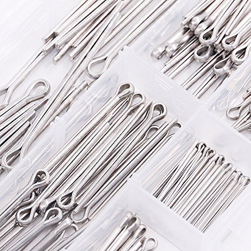 Glarks 90Pcs 304 Stainless Steel Cotter Pin Clip Key Fastner Fitting Assortment Kit