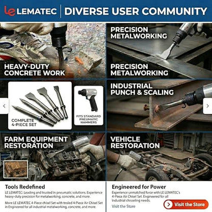 LE LEMATEC Air Chisel Bits Set, 4 Pneumatic Hammer Chisel Attachments