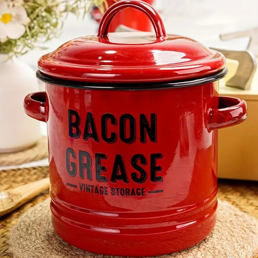 Bacon Grease Saver with Strainer – Emptycolor 46oz Grease Container for Kitchen, Cooking Oil Bacon Fat Storage Can Jar with Stainless Steel Filter – Farmhouse Style Grease Holder, Dishwasher Safe