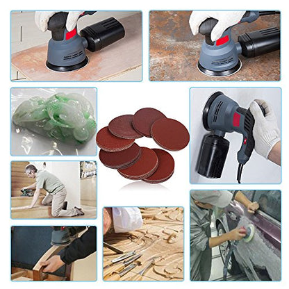 HIFROM 5 Inch Sanding Discs NO-Hole Hook and Loop 40 Grit Sandpaper Aluminum Oxide Random Orbital Sander Pads (60-Pack) - size: 40 Grit, 60pcs