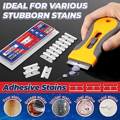DIYSELF 200 Pack Razor Blades Refills, Single Edge Blades for Scraping - size: 200 Pcs