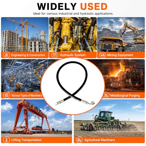 Haichy 26741-08-08RW-36in-45 Hydraulic Hose Swivel Assembly 1/2” Hydraulic Hose with Female JIC X45° Female JIC, 36IN, 3988 psi - color: 1/2, size: 36in