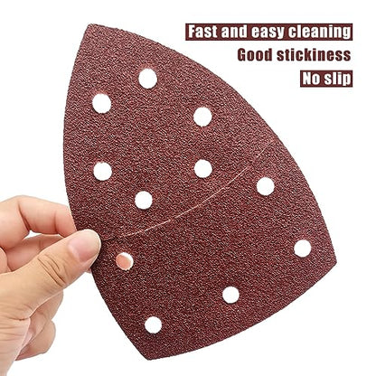 50 PCS Mouse Detail Sander Sandpaper, 60 Grit Palm Sander Sandpaper 11 Holes Hook and Loop Sander Pads Triangular Sanding Sheets Abrasive Sanding Paper for Mouse Sander - size: 60 Grit