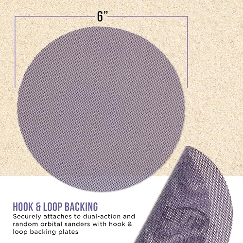 Dura-Gold Premium 600 Grit 6" Purple Ceramic Mesh Sanding Discs, Box of 30 - style: 600 Grit