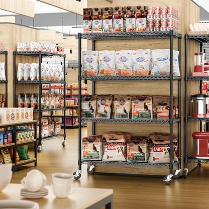 IZEUK Garage Shelving Wide Storage Shelves 4 Tier Metal Shelves 3200 LBS Heavy Duty Adjustable Utility Shelf Rack Black 23.6" D x 53.1" W x 73.6" H - color: Black, size: 4 Tier, 23.6" D x 53.1" W x 73.6" H