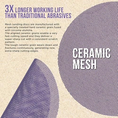 Dura-Gold Premium 180 Grit 5" Purple Ceramic Mesh Sanding Discs, Box of 30 - style: 180 Grit