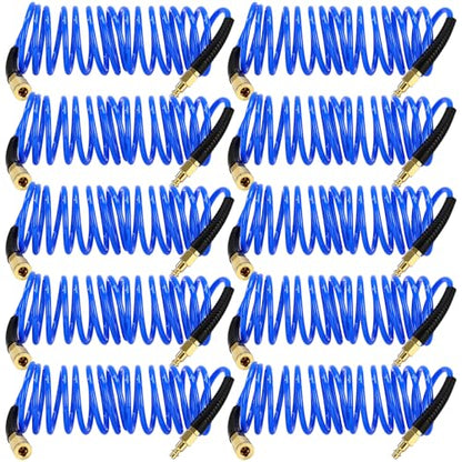 Flutesan 10 Pack 1/4 in x 10 ft Recoil Air Hose with Quick Coupler, Blue - color: Blue