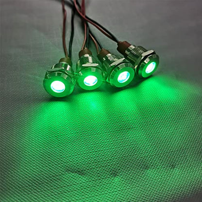 Gebildet 5pcs 10mm LED Metal Indicator Light AC/DC 12-24V Waterproof Signal Lamp Pilot Dash Directional with Wire(Green) - color: Green AC/DC 12-24V