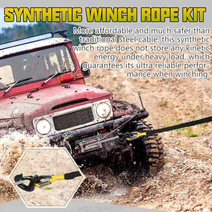 Marsui 3/8" x 100 ft Synthetic Winch Rope Cable Kit, 22000lbs, Yellow - color: Yellow, size: 3/8" X 100 ft