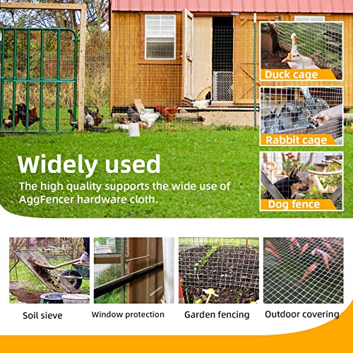 AggFencer 16in x 10ft Hardware Cloth 1/8 inch 27Ga Chicken Coop Wire Fence - size: 16in x 10ft