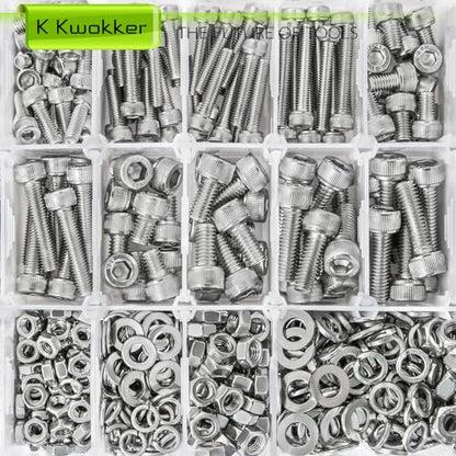 M3 M4 M5 M6 Hex Socket Bolt & Nut Assortment Kit, 1160Pcs - size: D. M3 M4 M5 M6