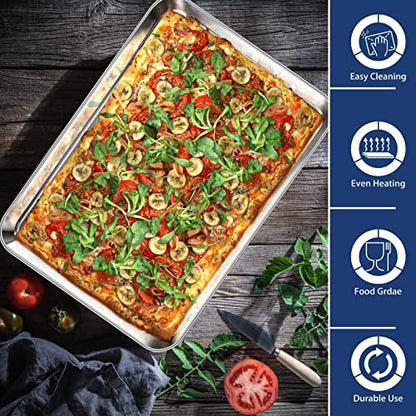 P&P CHEF Baking Sheet Pan, Stainless Steel Cookie Sheet, 17.3 Inch & 2 Pcs - size: 17.3 Inch