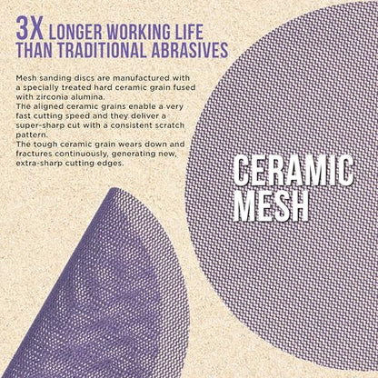 Dura-Gold Premium 600 Grit 5" Purple Ceramic Mesh Sanding Discs, Box of 30 - style: 600 Grit